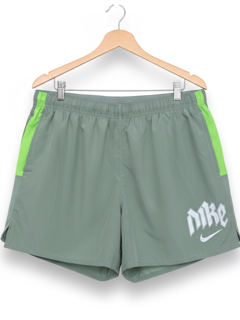 Nike Dri-FIT Running Shorts XL Sage Green Volt Athletic Gym Streetwear